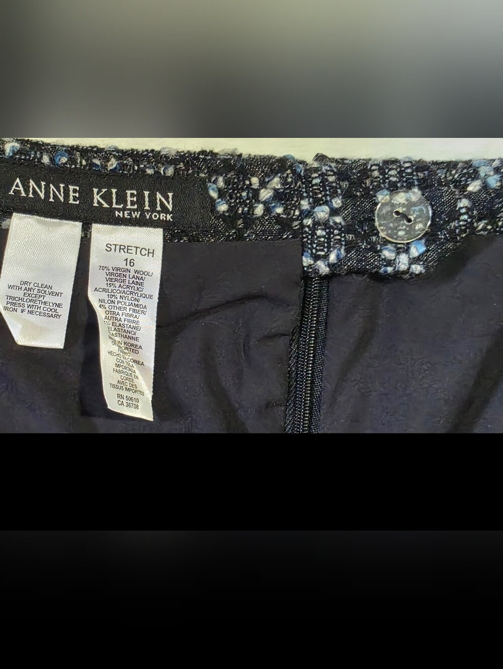 Anne Klein navy tweed skirt - Picture 6 of 8